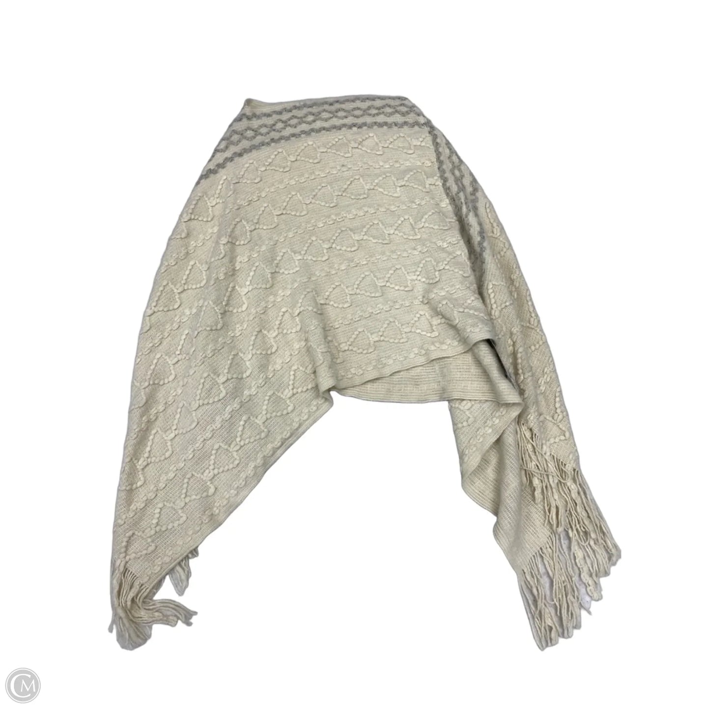 Poncho By Clothes Mentor In Cream & Grey, Size: Osfm