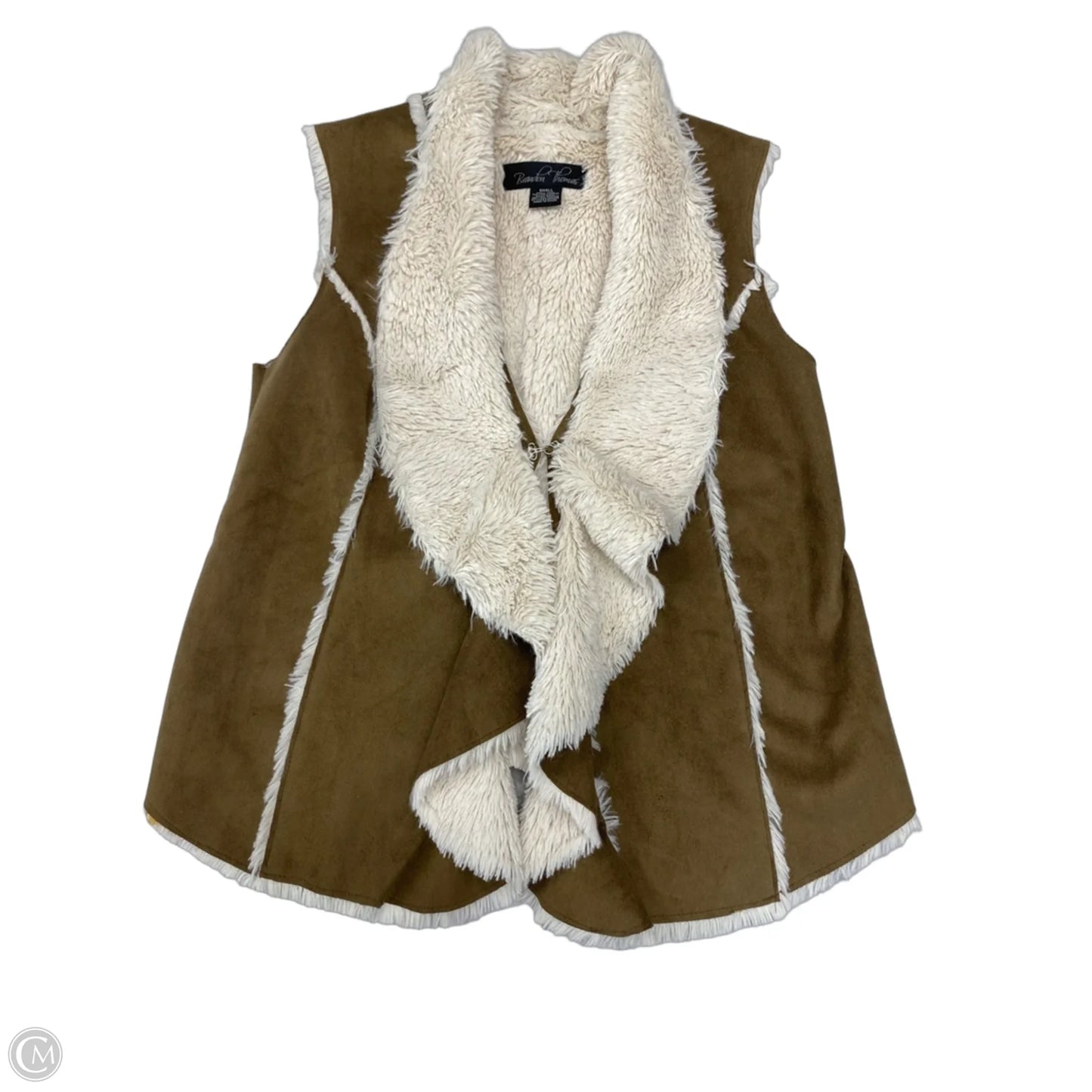 Vest Faux Fur & Sherpa By Brandon Thomas In Brown & Cream, Size: S