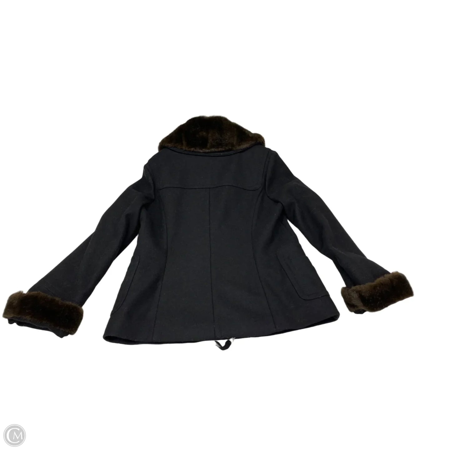 Coat Wool By Benetton In Black & Brown, Size: M
