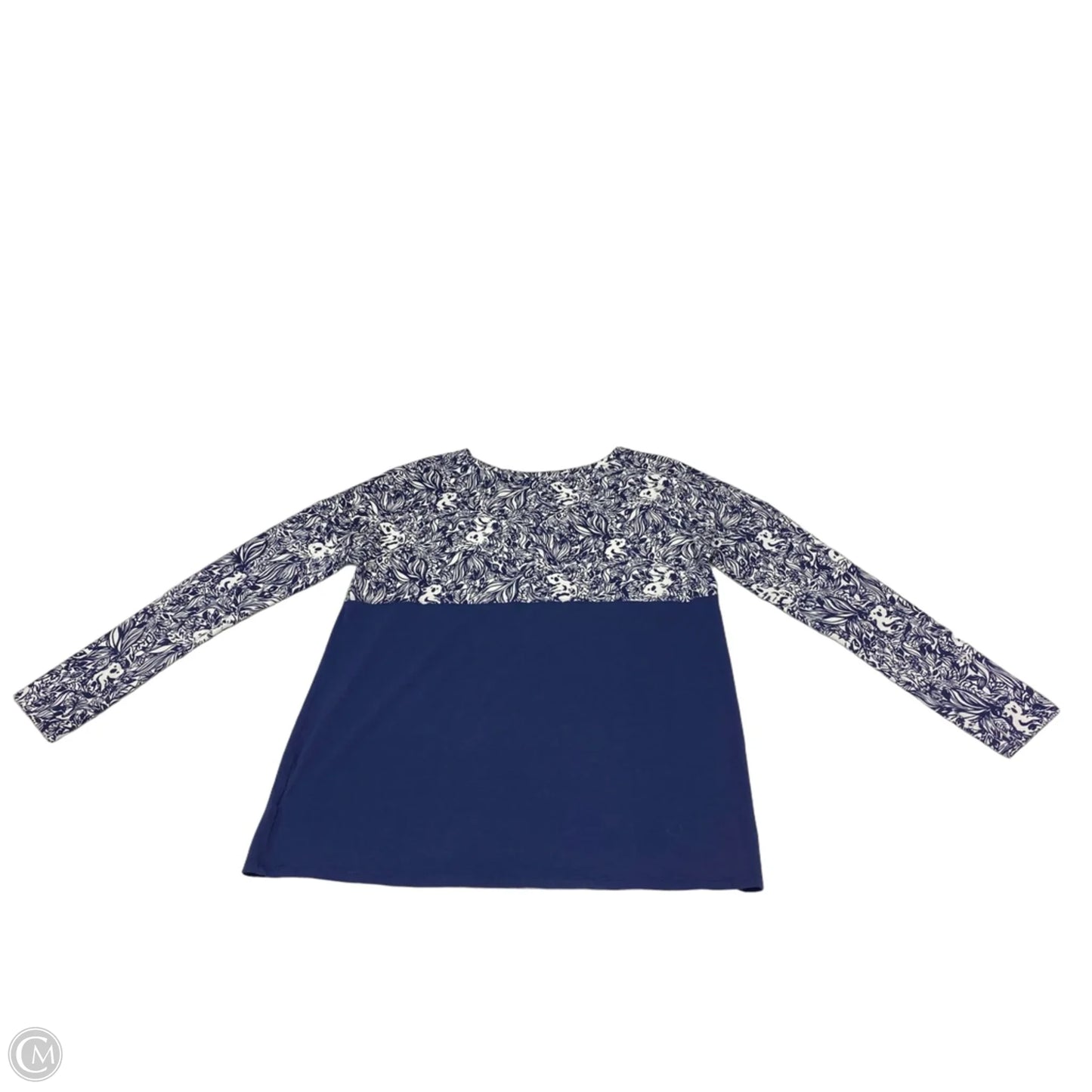 Top Long Sleeve Designer By Lilly Pulitzer In Blue & White, Size: S