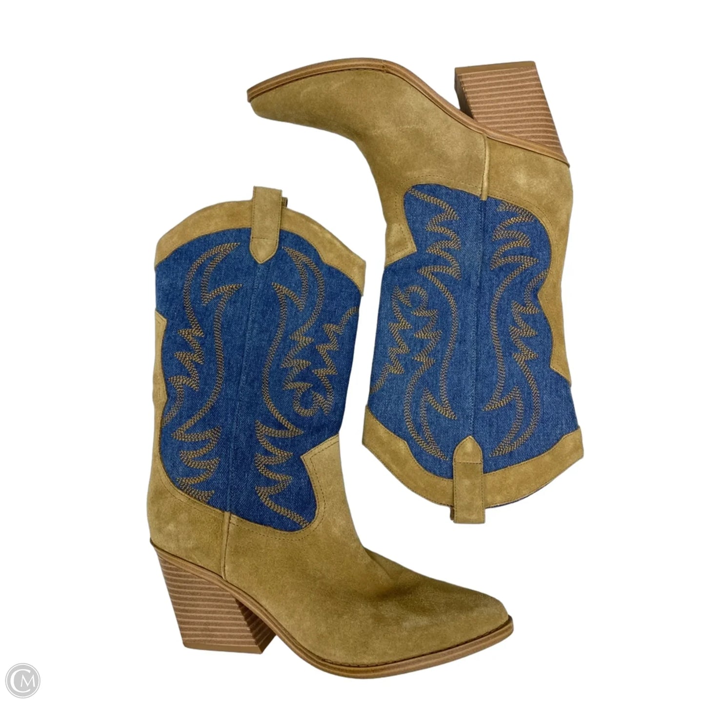 Boots Western By Nine West In Blue & Brown, Size: 9