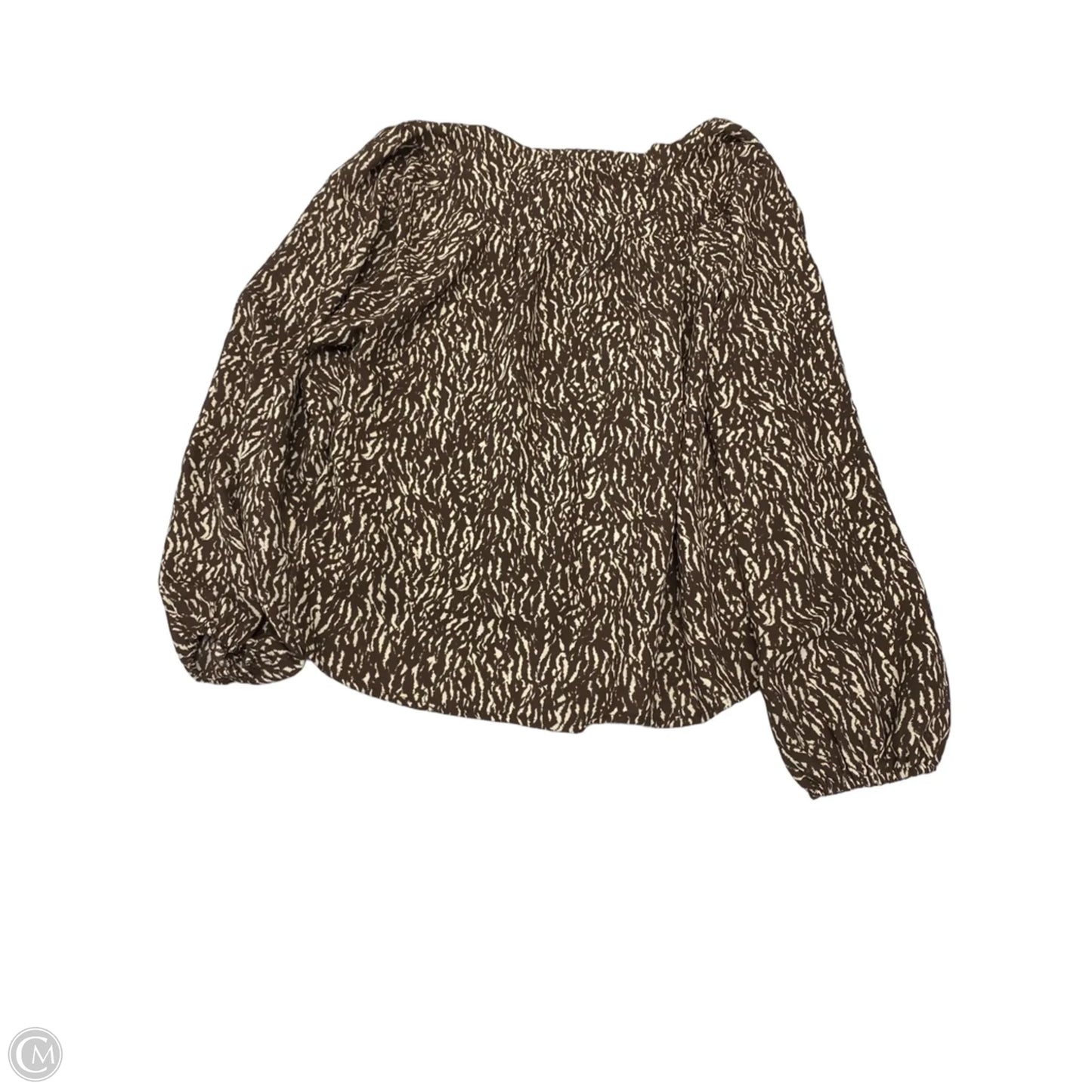 Blouse Long Sleeve By Loft In Brown & Cream, Size: M
