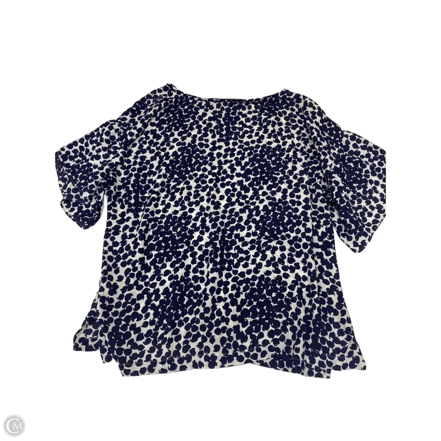 Blouse Short Sleeve By Loft In Blue & White, Size: L