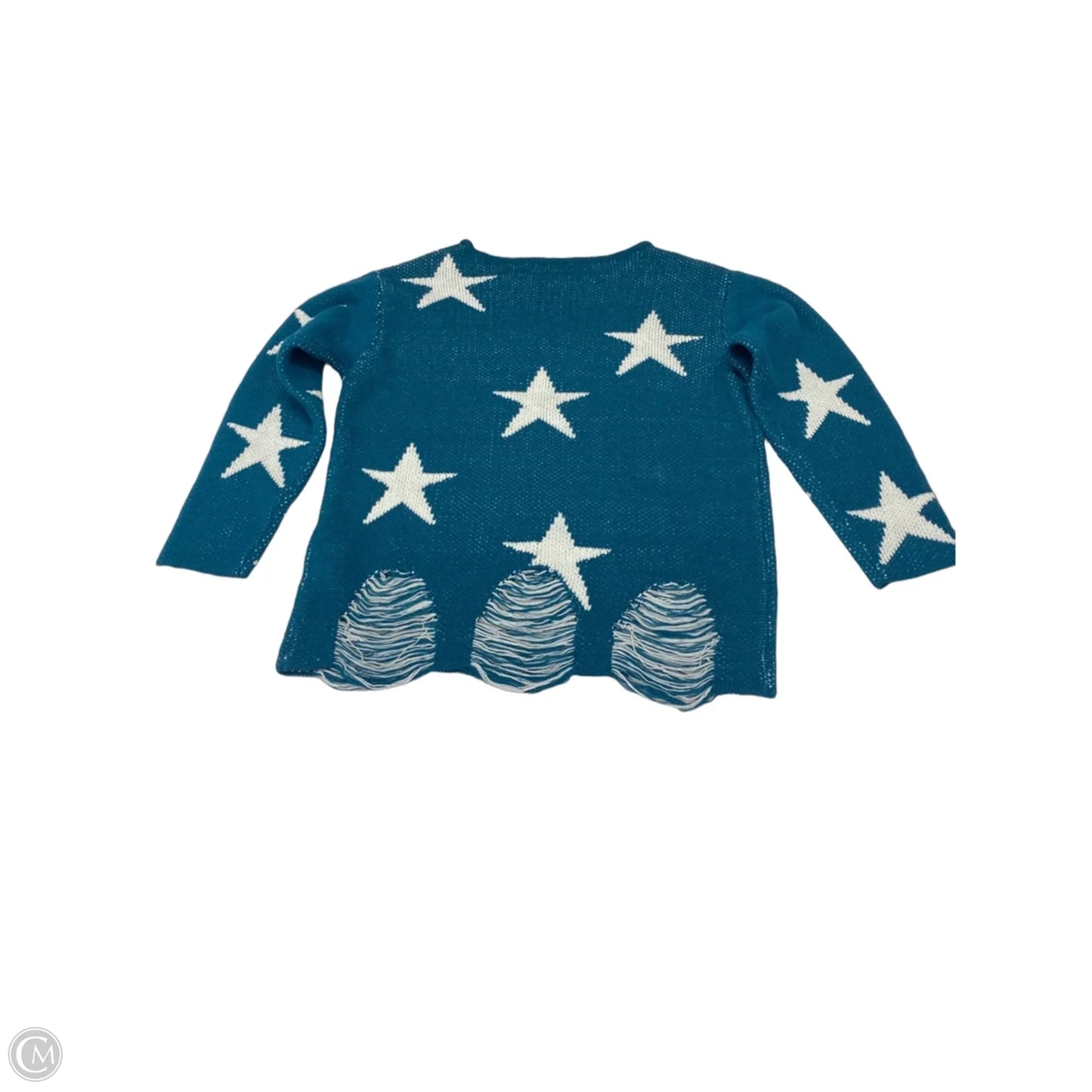 Sweater By Zenana In Blue & White, Size: M