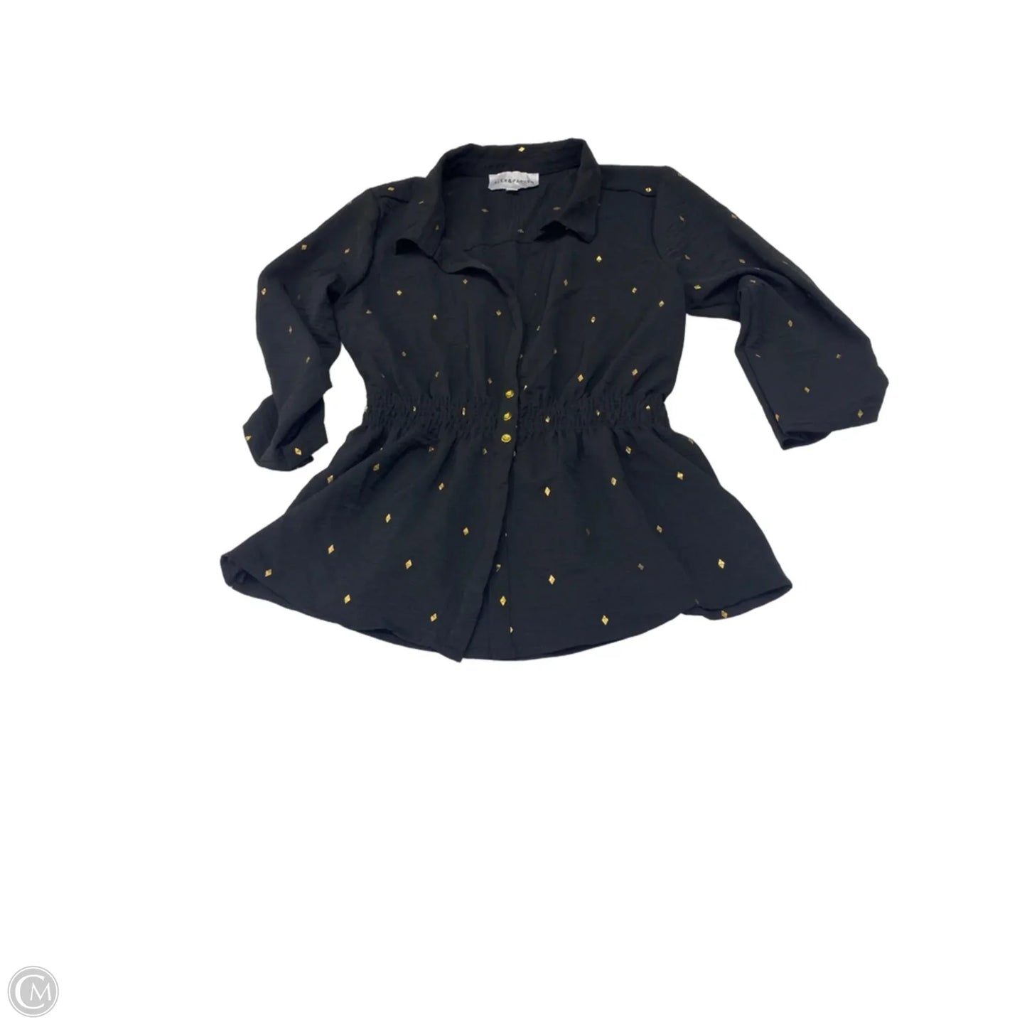 Blouse Long Sleeve By Clothes Mentor In Black & Gold, Size: M