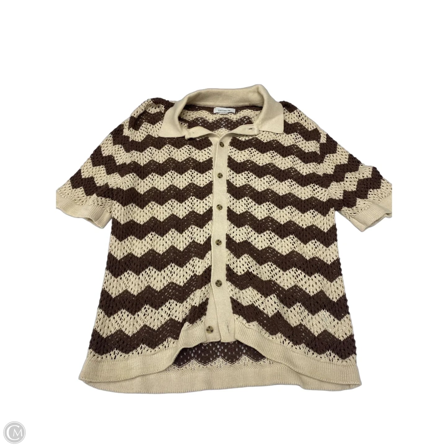 Sweater Cardigan By Cotton On In Brown & Cream, Size: S