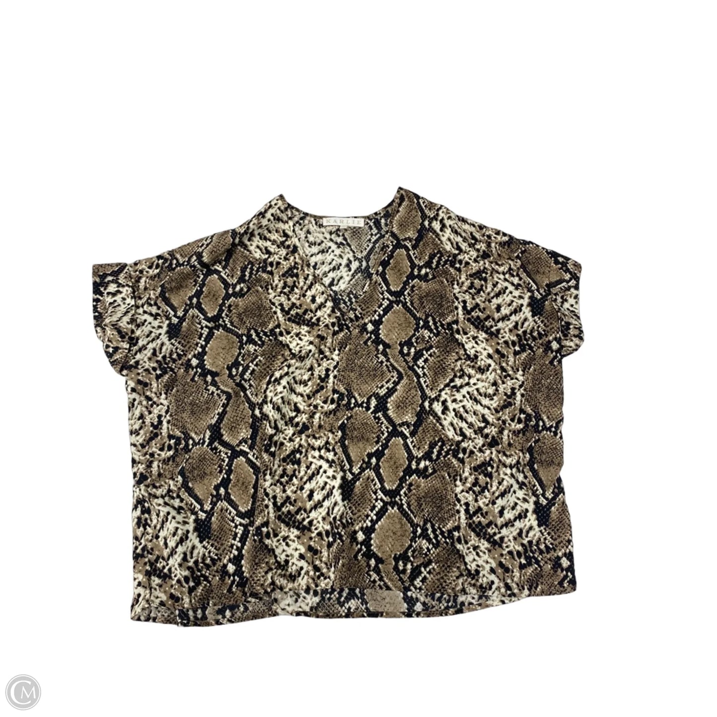 Blouse Short Sleeve By Karlie In Snakeskin Print, Size: L