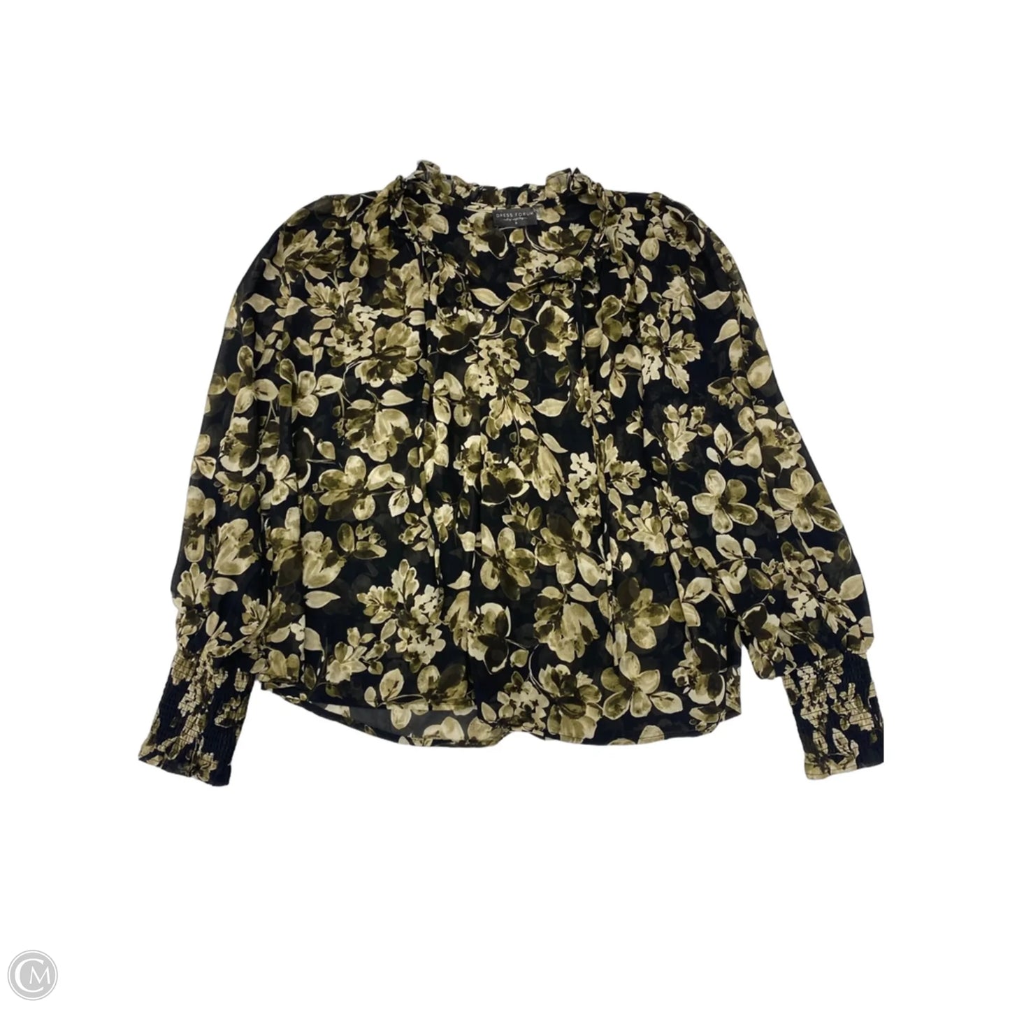 Blouse Long Sleeve By Dress Forum In Black & Brown, Size: S