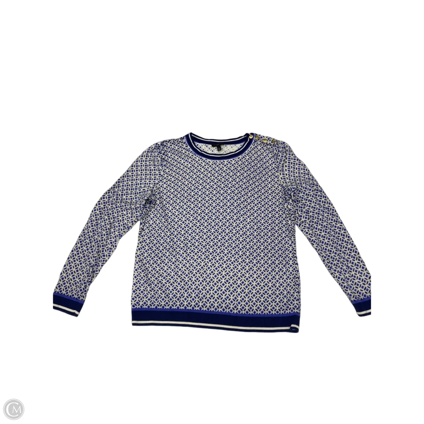 Top Long Sleeve By Talbots In Blue & White, Size: Lp