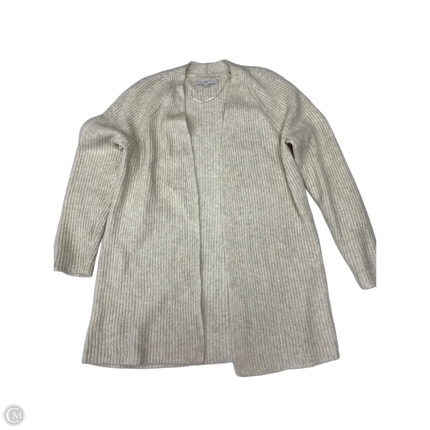 Sweater Cardigan By Loft In Ivory, Size: L