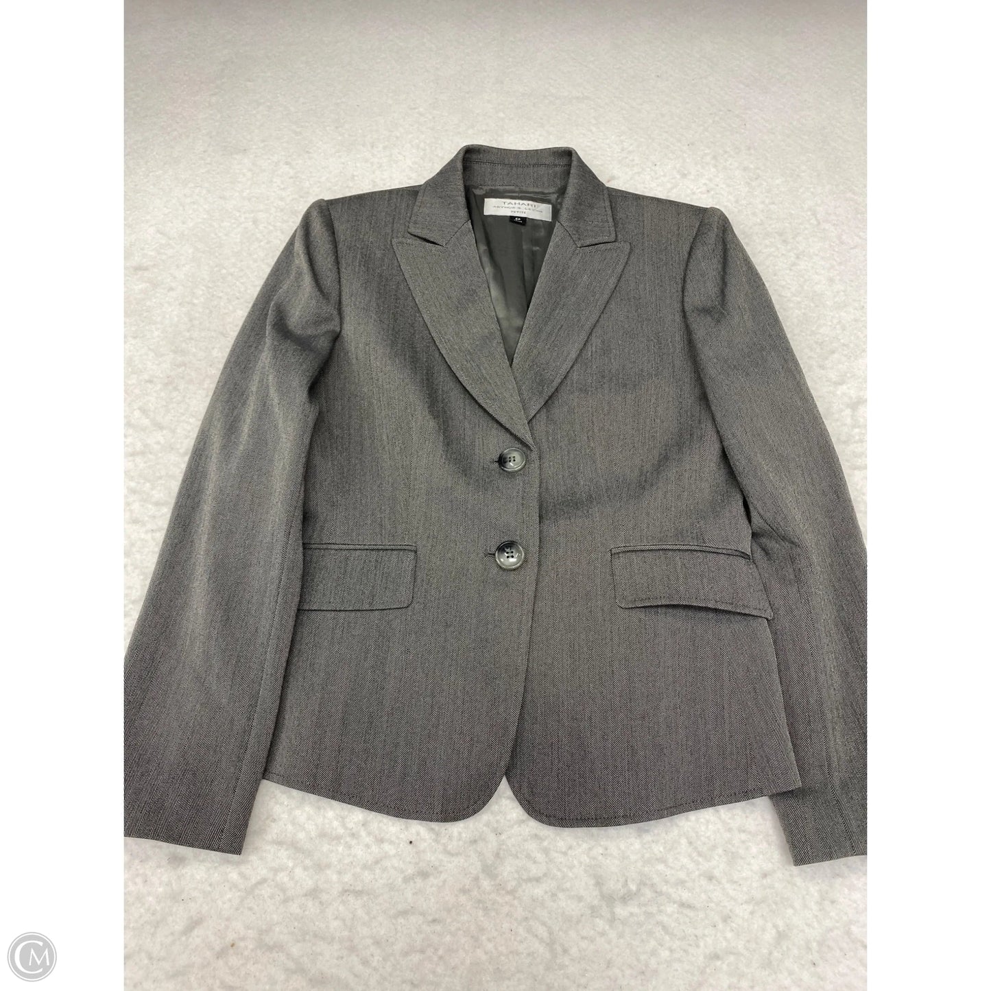 Blazer By Tahari By Arthur Levine In Grey, Size: Sp