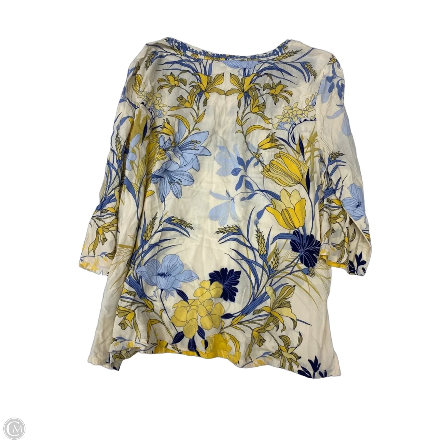 Top 3/4 Sleeve By Charter Club In Floral Print, Size: Xl