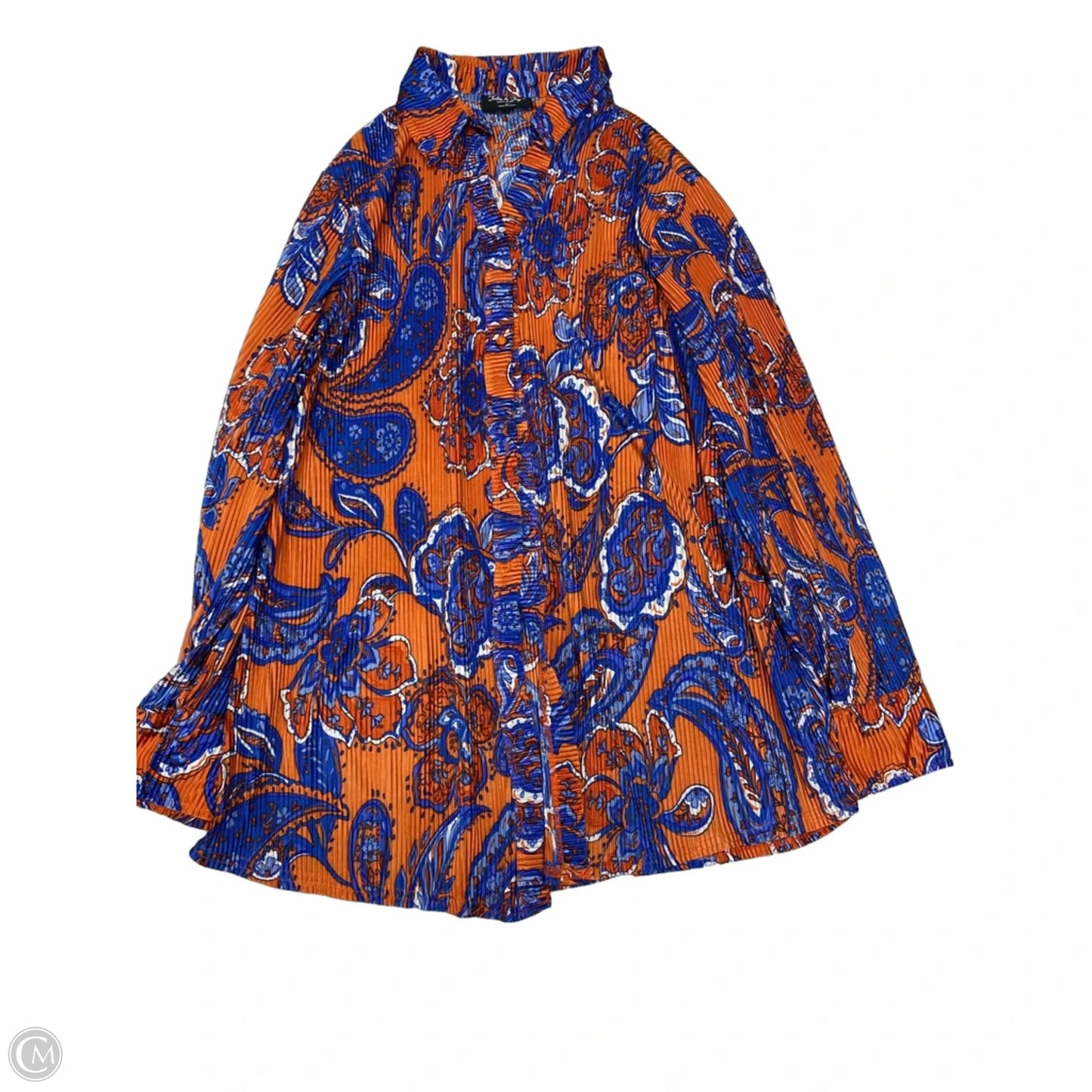 Blouse Long Sleeve By Jolie & Joy In Paisley Print, Size: 2x