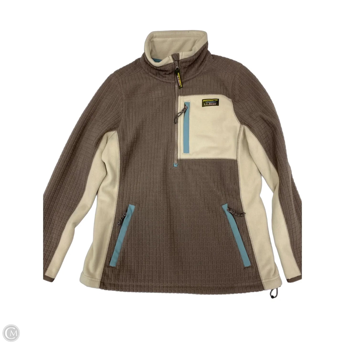 Jacket Fleece By L.l. Bean In Brown & Cream, Size: M