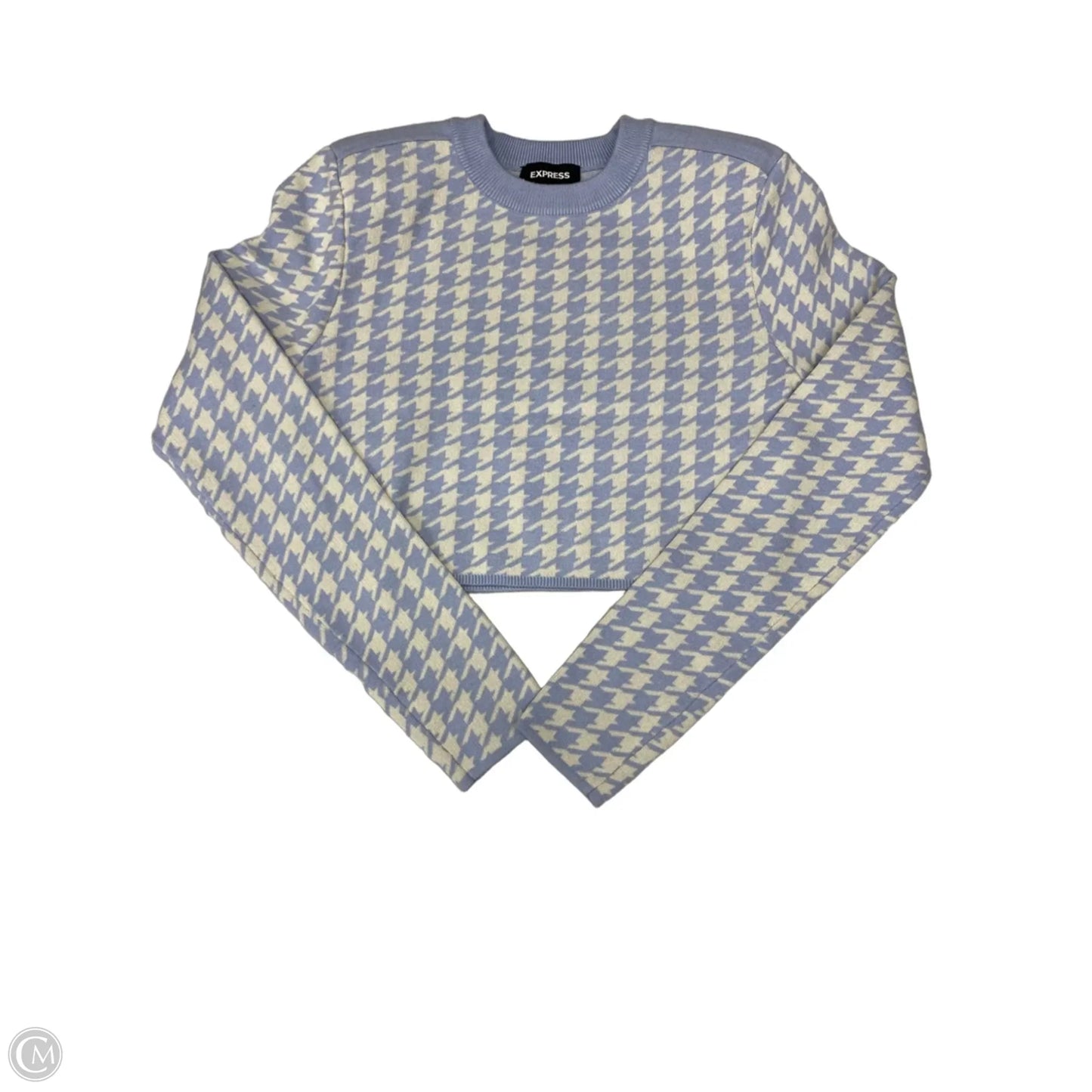Top Long Sleeve By Express In Blue & White, Size: M