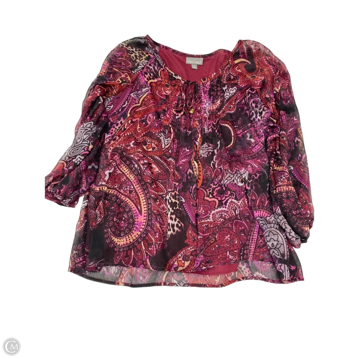 Blouse Long Sleeve By Roz And Ali In Paisley Print, Size: L