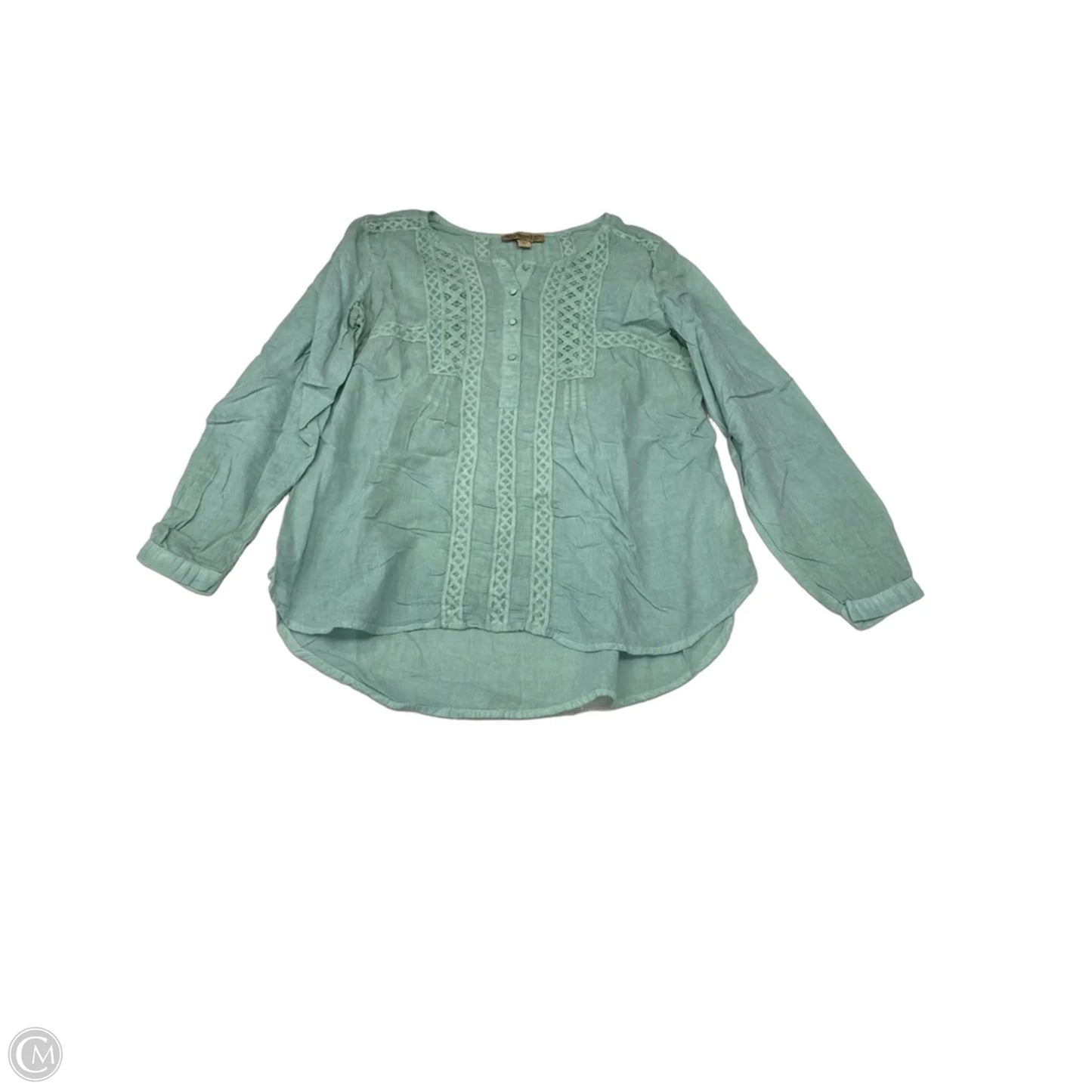 Top Long Sleeve By Vintage America In Green, Size: L