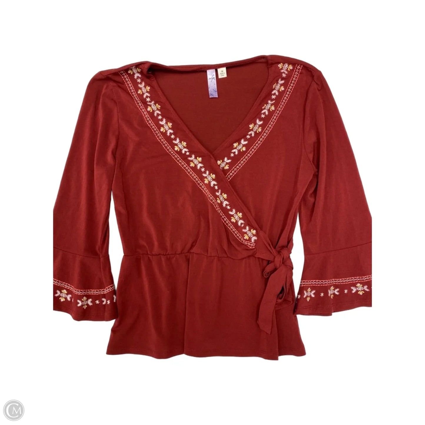 Top 3/4 Sleeve By Alya In Red, Size: M