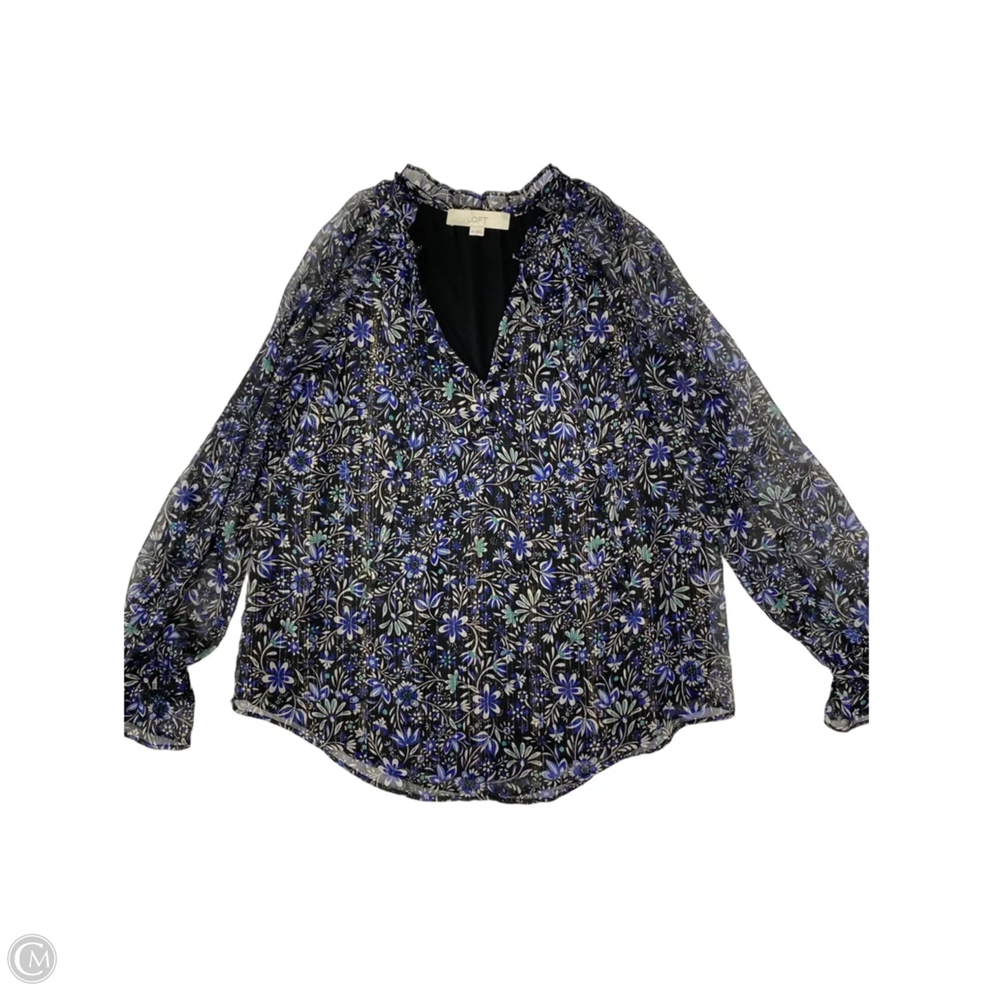 Blouse Long Sleeve By Loft In Floral Print, Size: Xs
