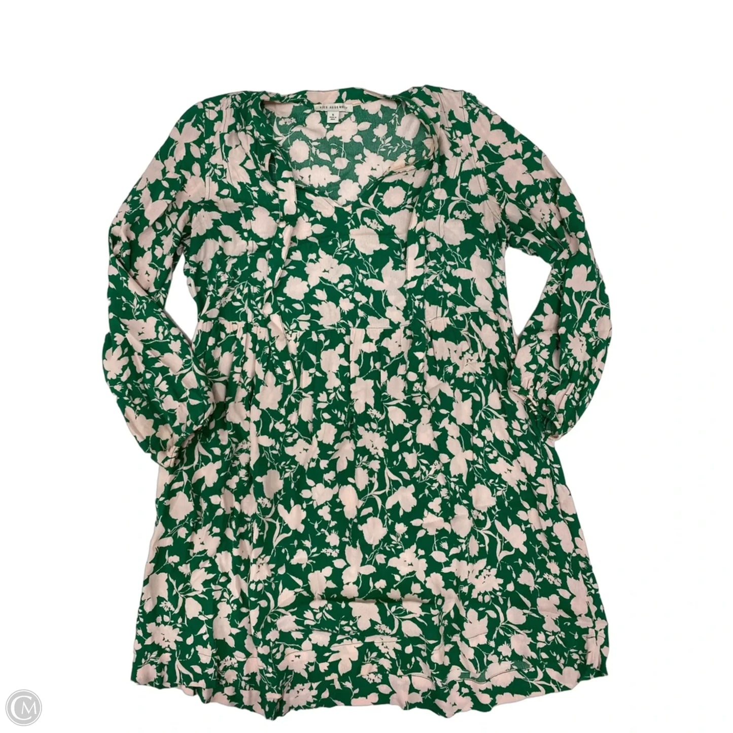 Dress Casual Midi By Free Assembly In Green & White, Size: S