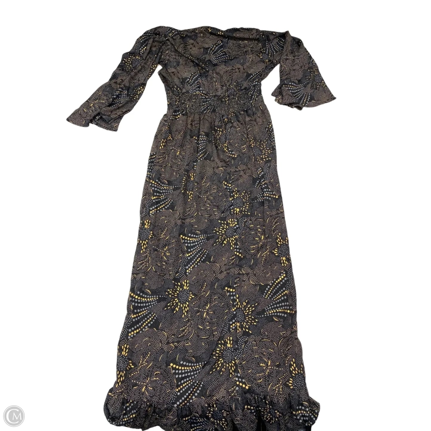 Dress Casual Maxi By Clothes Mentor In Black & Gold, Size: S