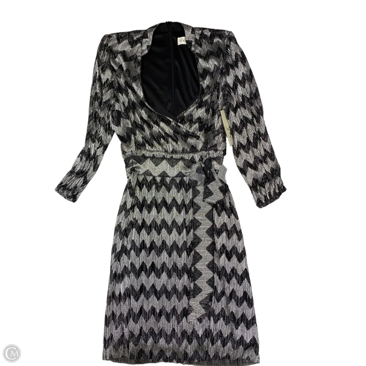 Dress Party Midi By Eliza J In Black & Silver, Size: L