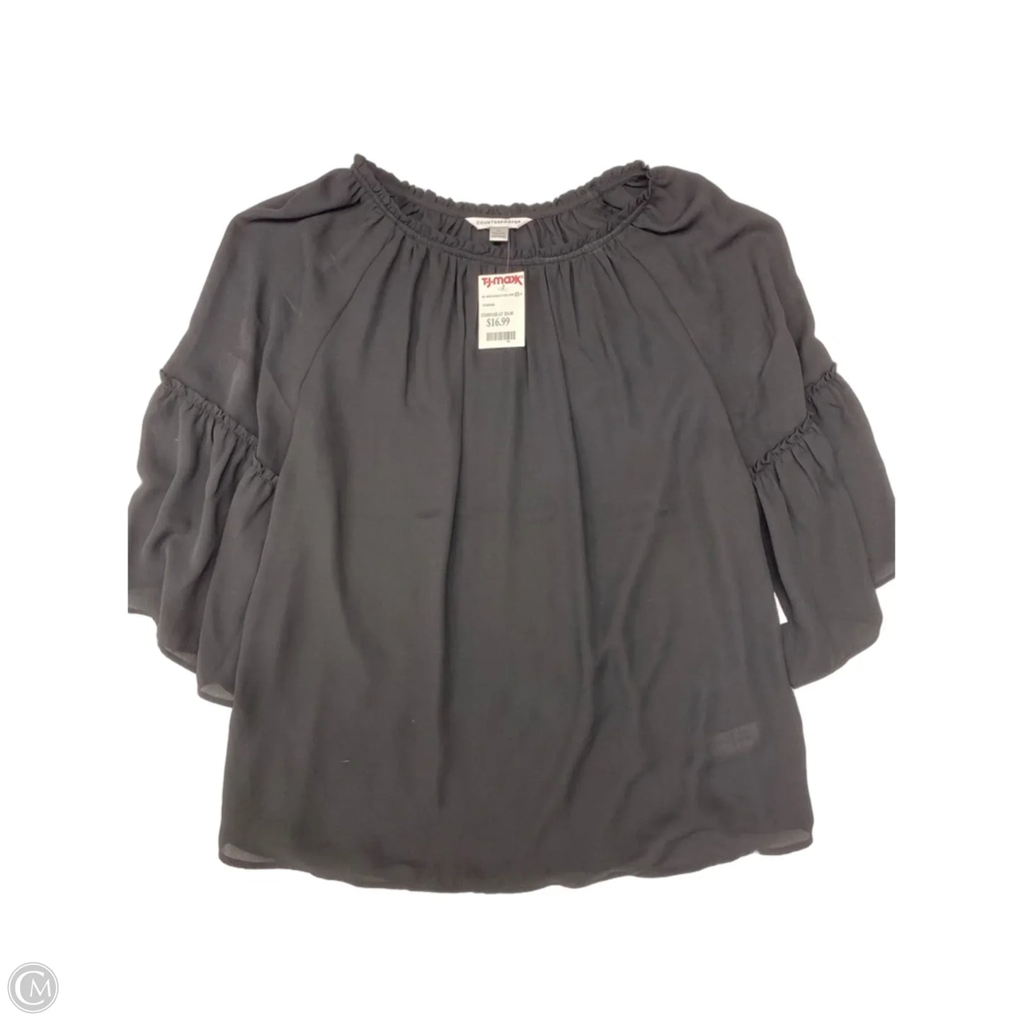 Blouse Short Sleeve By Counterparts In Black, Size: Xl