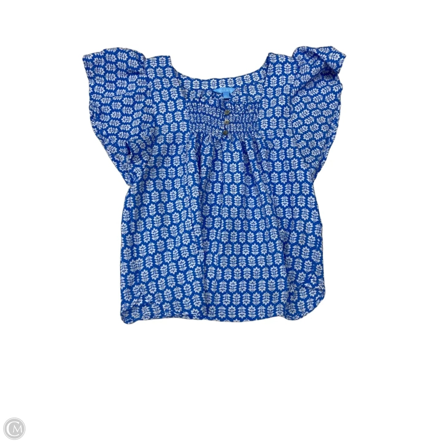Top Short Sleeve By Draper James In Blue & White, Size: L