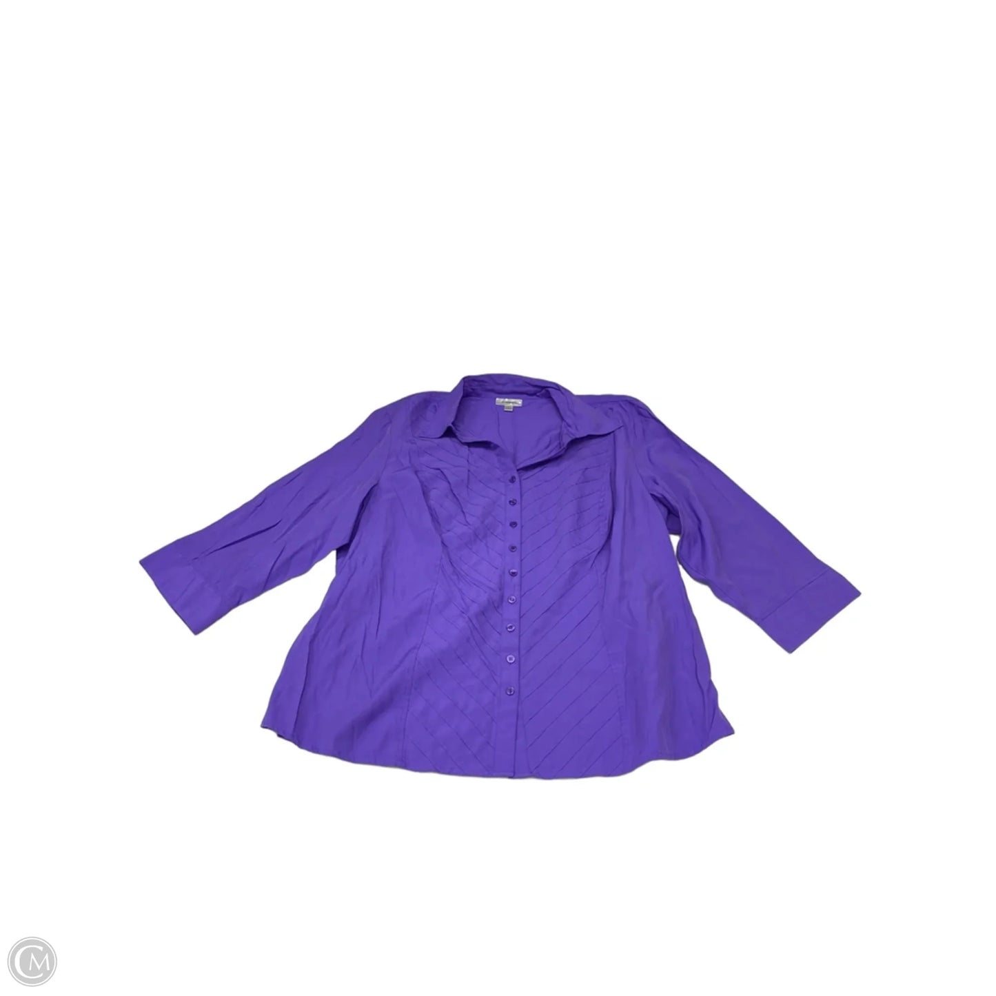 Top 3/4 Sleeve By Dressbarn In Purple, Size: 2x