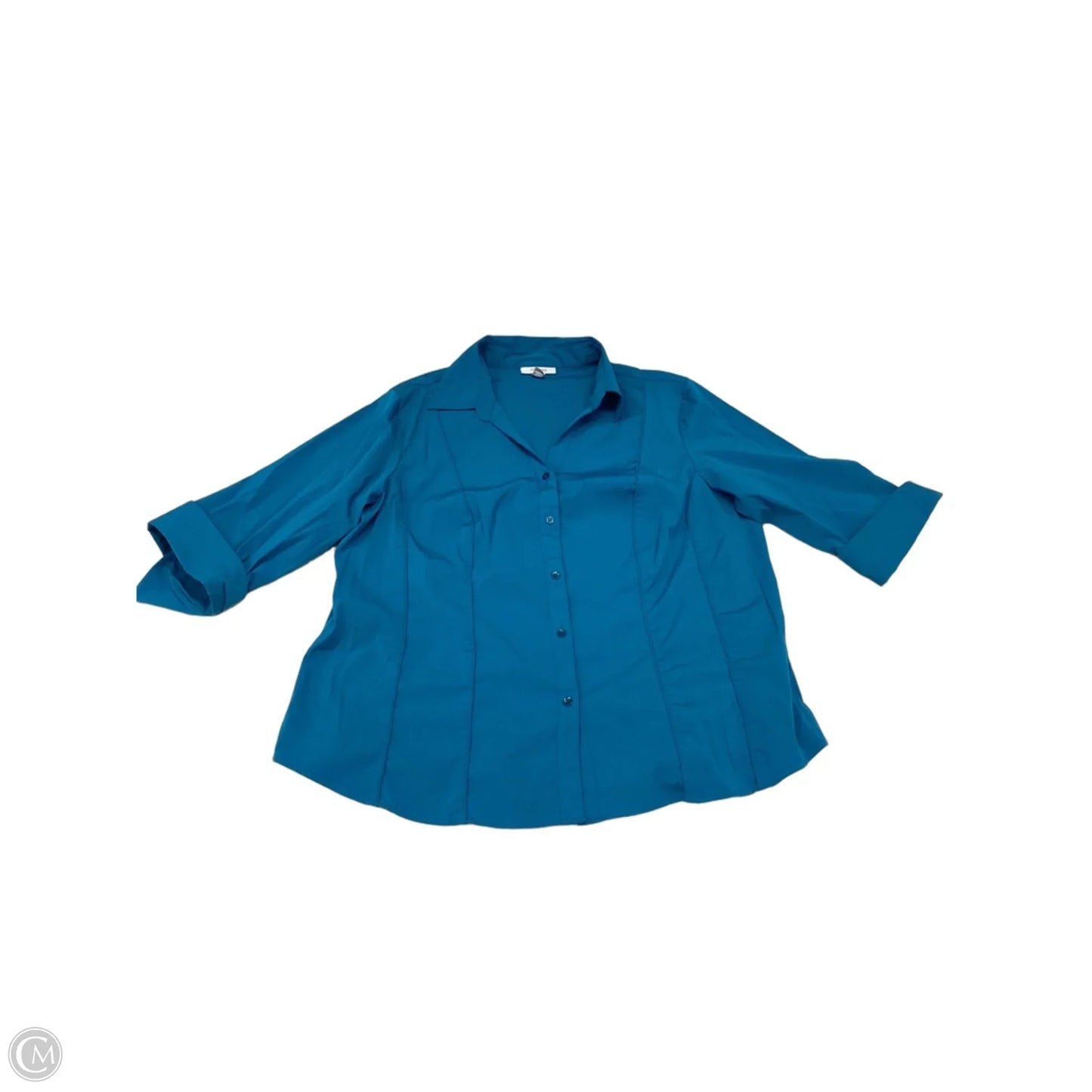 Top 3/4 Sleeve By Dressbarn In Teal, Size: 3x