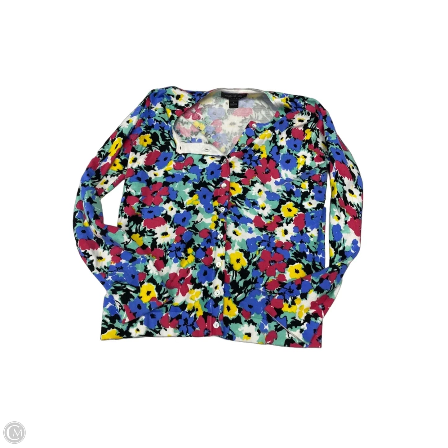 Sweater Cardigan By August Silk In Floral Print, Size: L