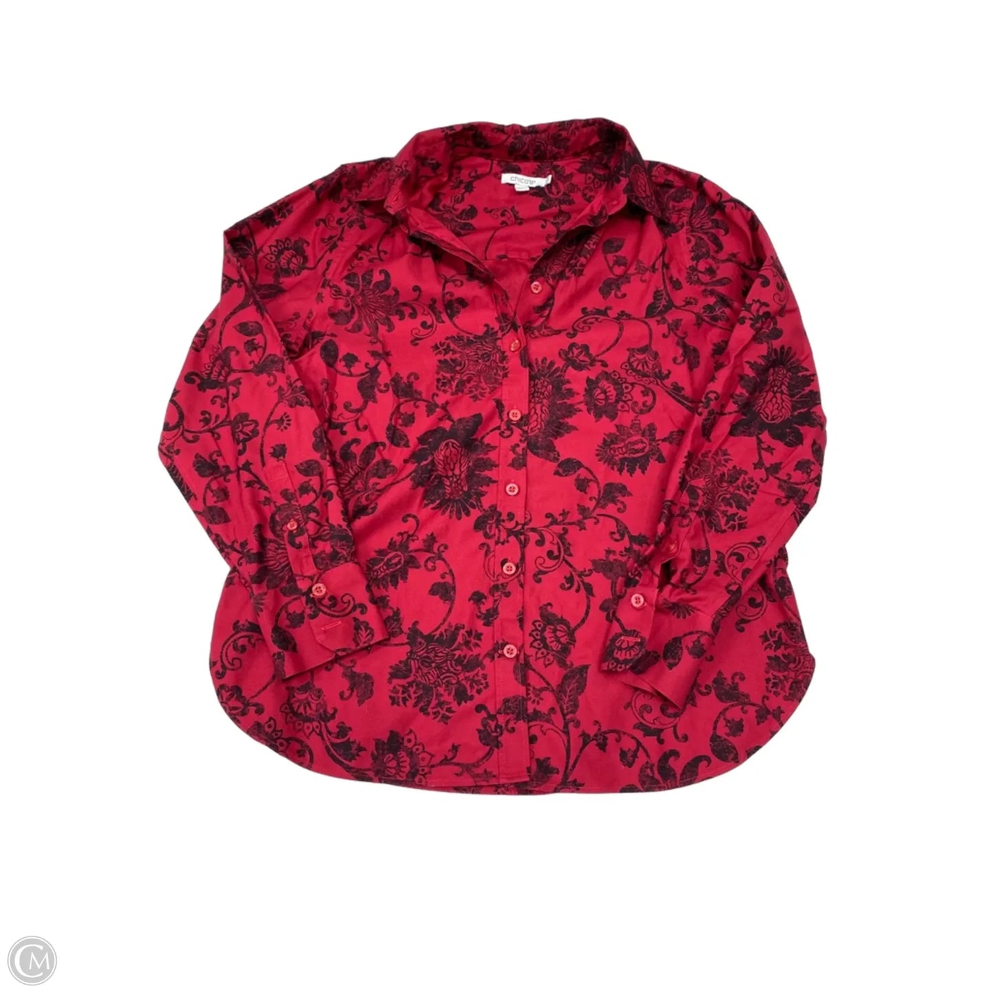 Top Long Sleeve By Chicos In Red, Size: S