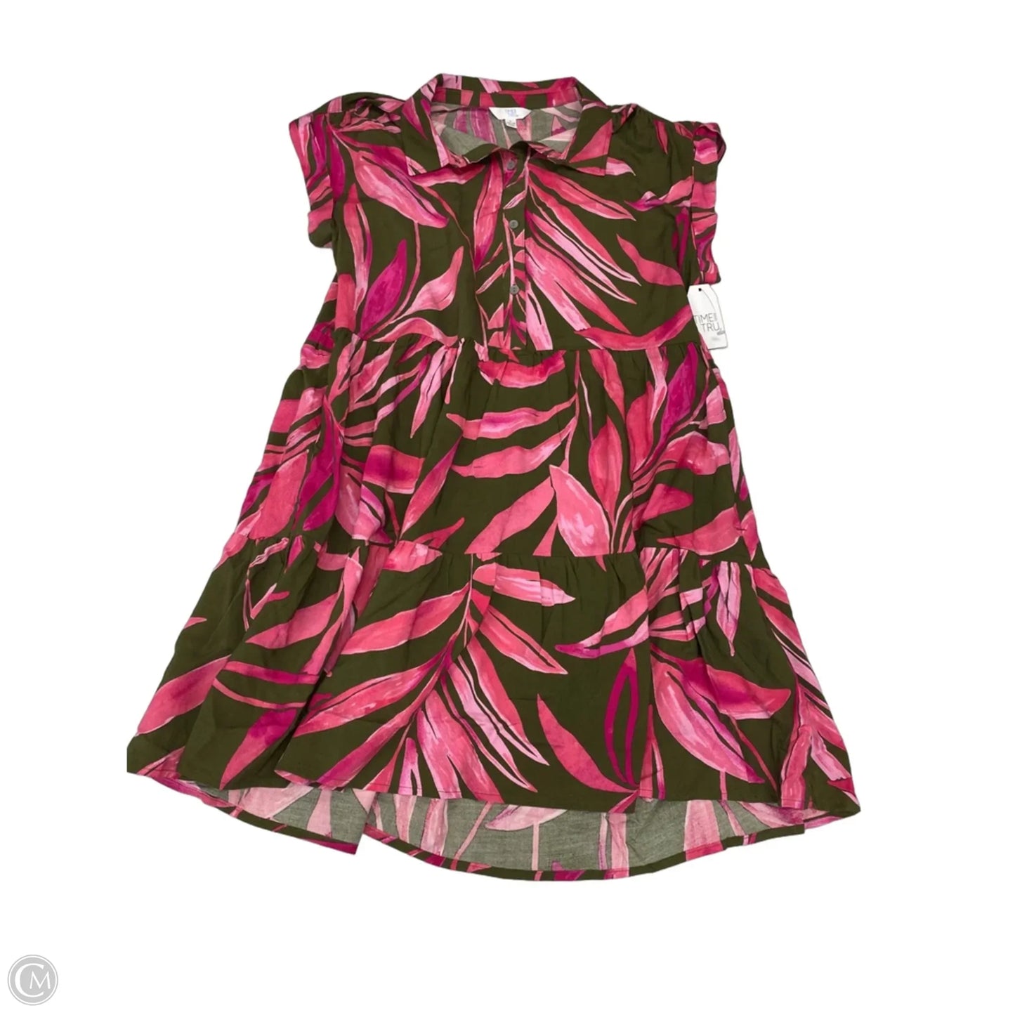 Dress Casual Short By Time And Tru In Green & Pink, Size: L