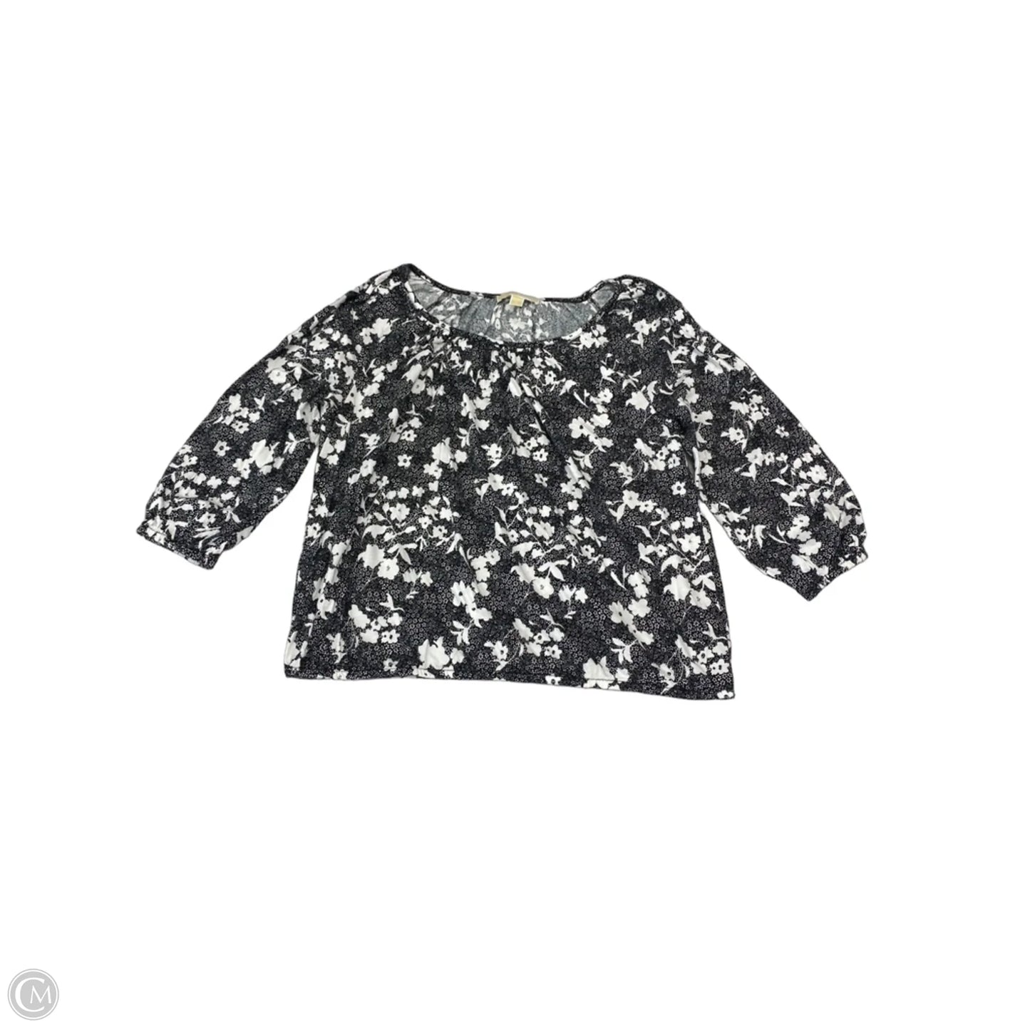 Top 3/4 Sleeve Designer By Michael Kors In Black & White, Size: L