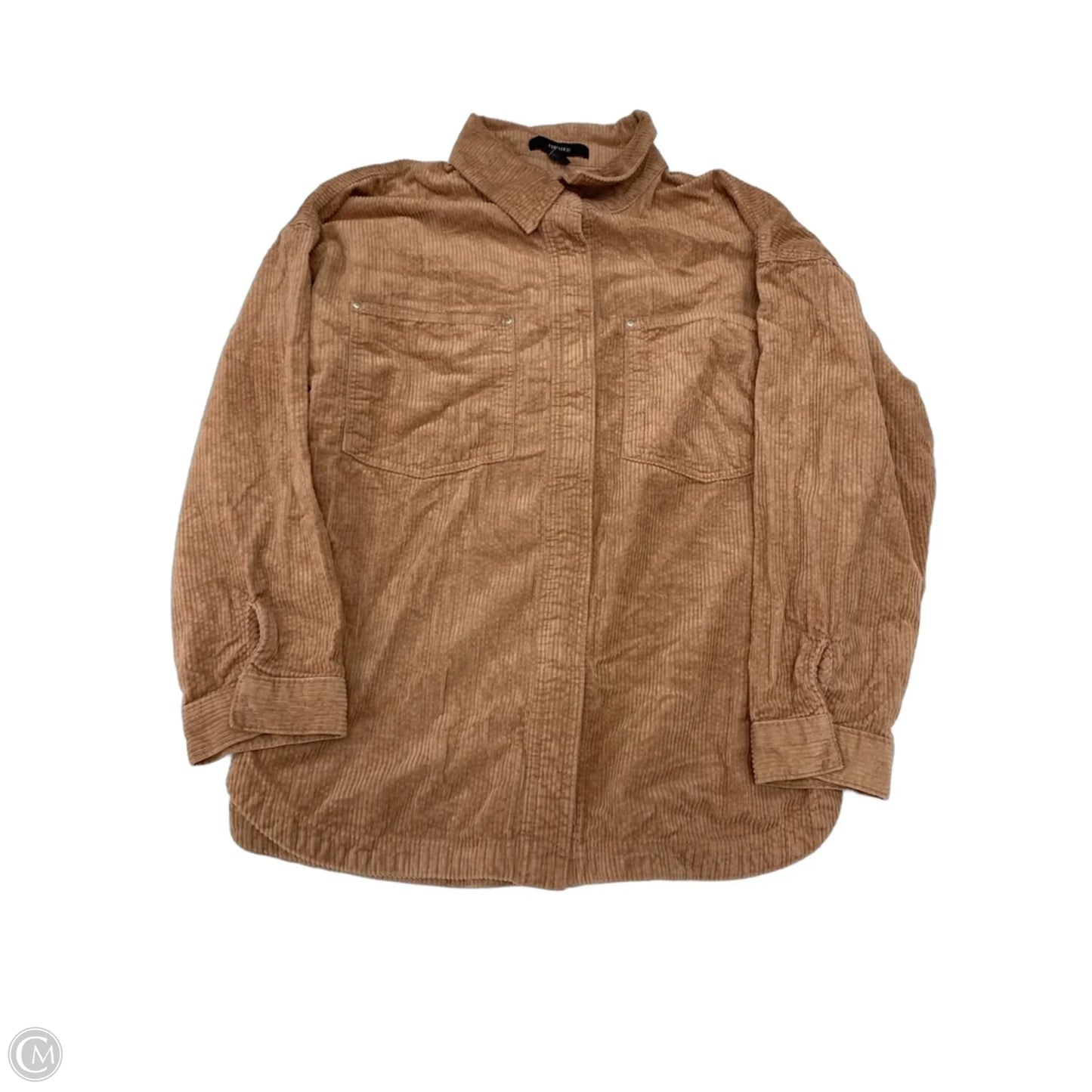 Jacket Shirt By Forever 21 In Brown, Size: L