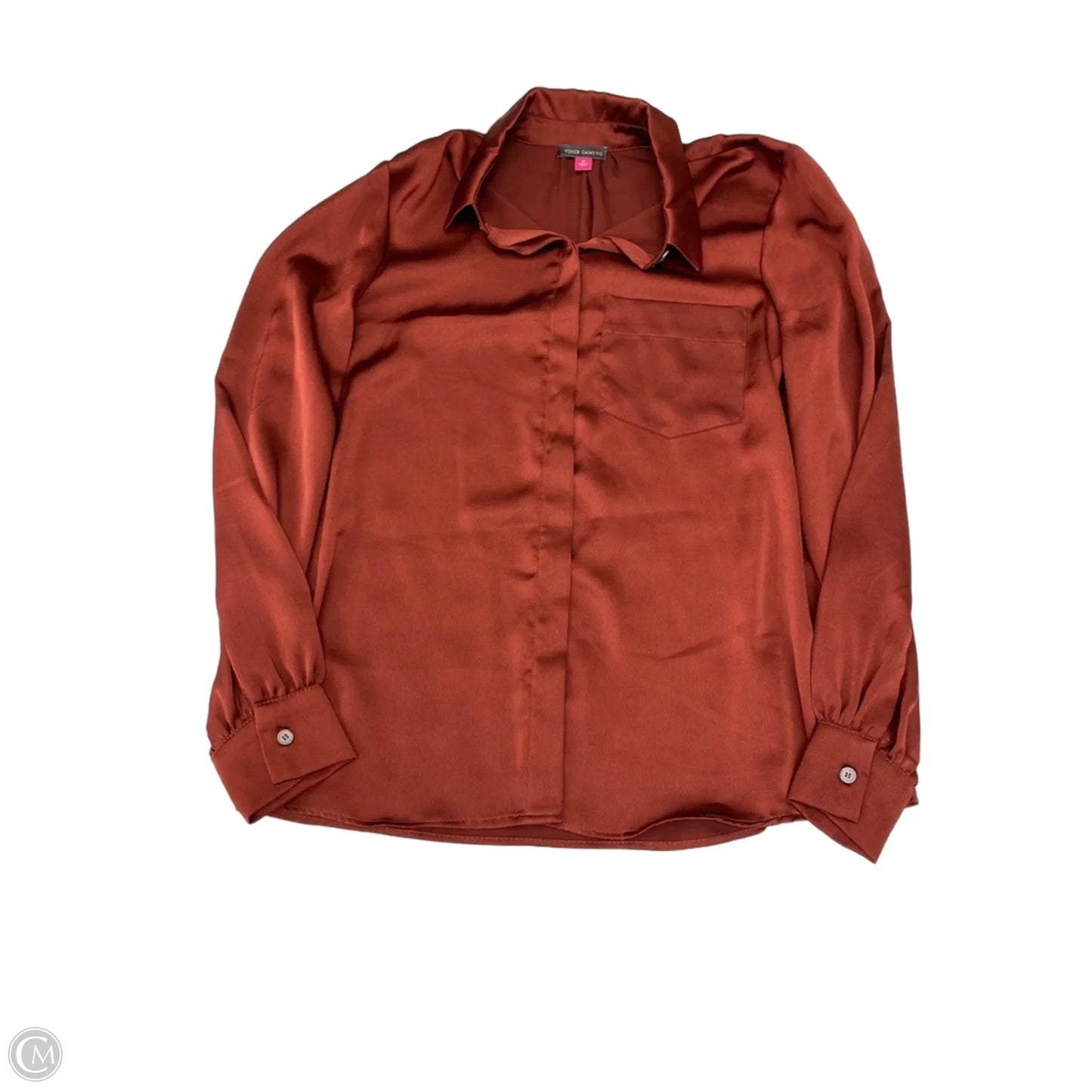 Blouse Long Sleeve By Vince Camuto In Maroon, Size: M