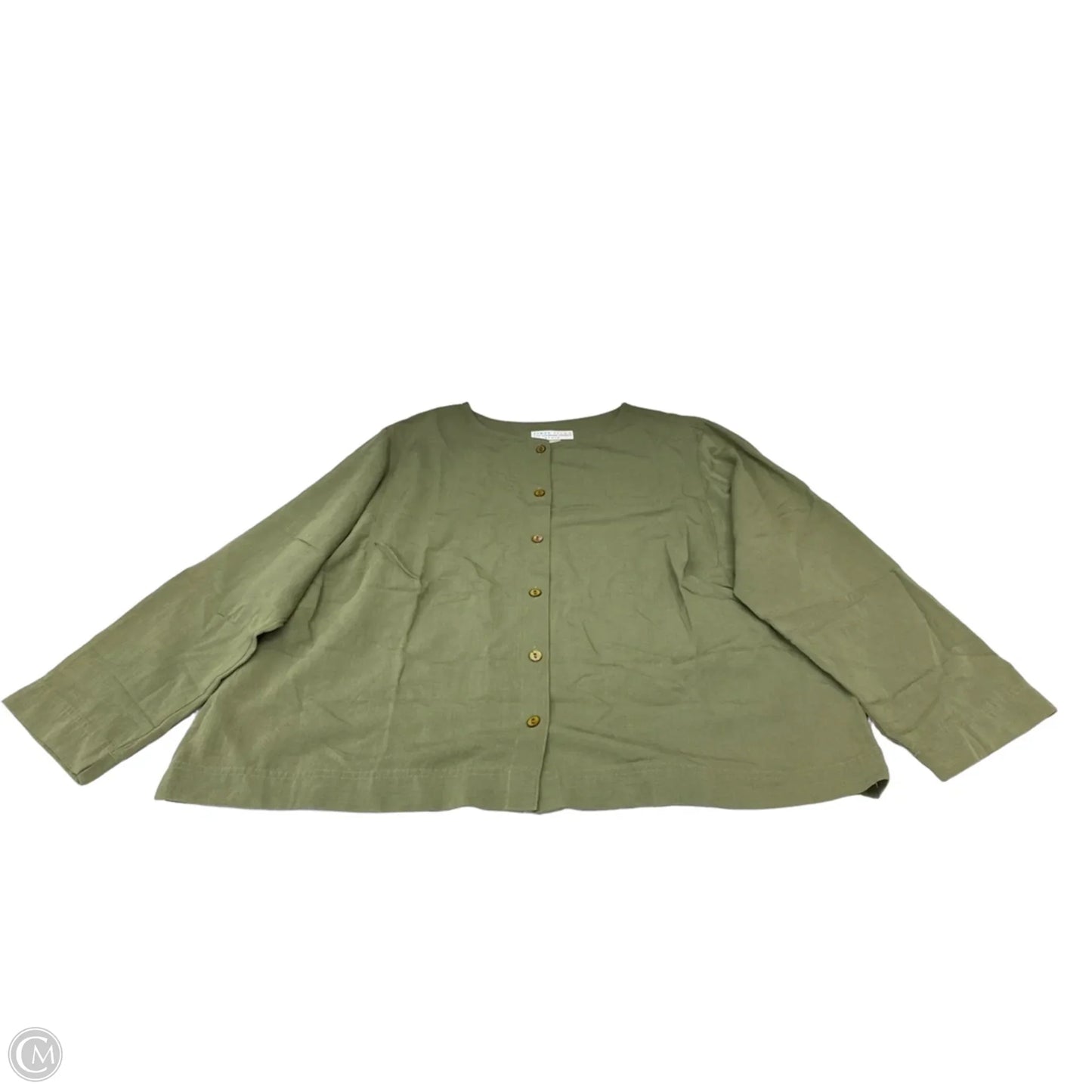 Top Long Sleeve Basic By First Issue In Green, Size: 3x
