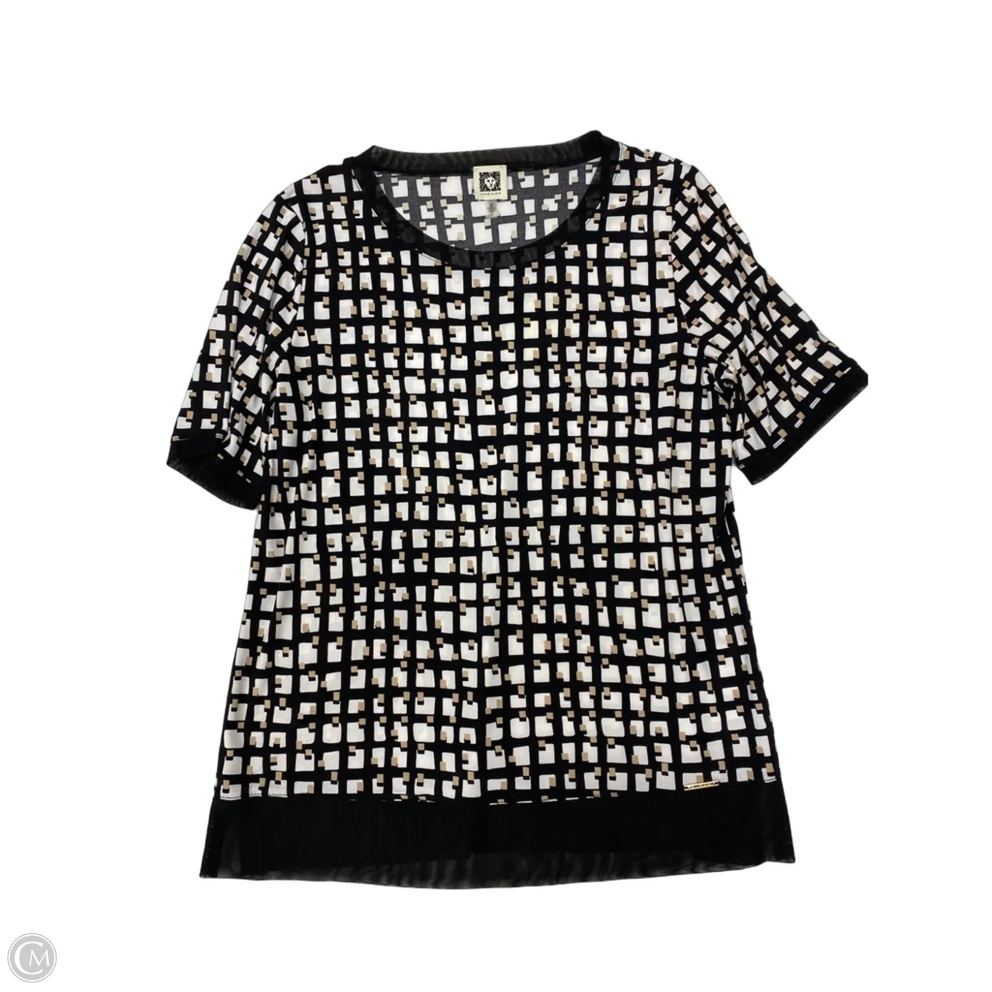 Blouse Short Sleeve By Anne Klein In Geometric Pattern, Size: M