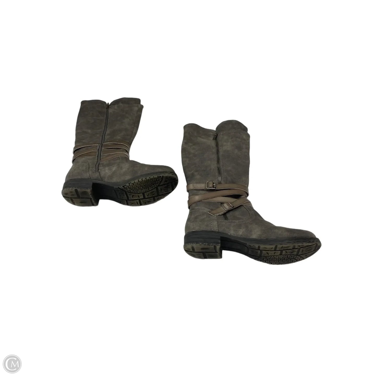 Boots Knee Heels By Jelly Pop In Grey, Size: 8