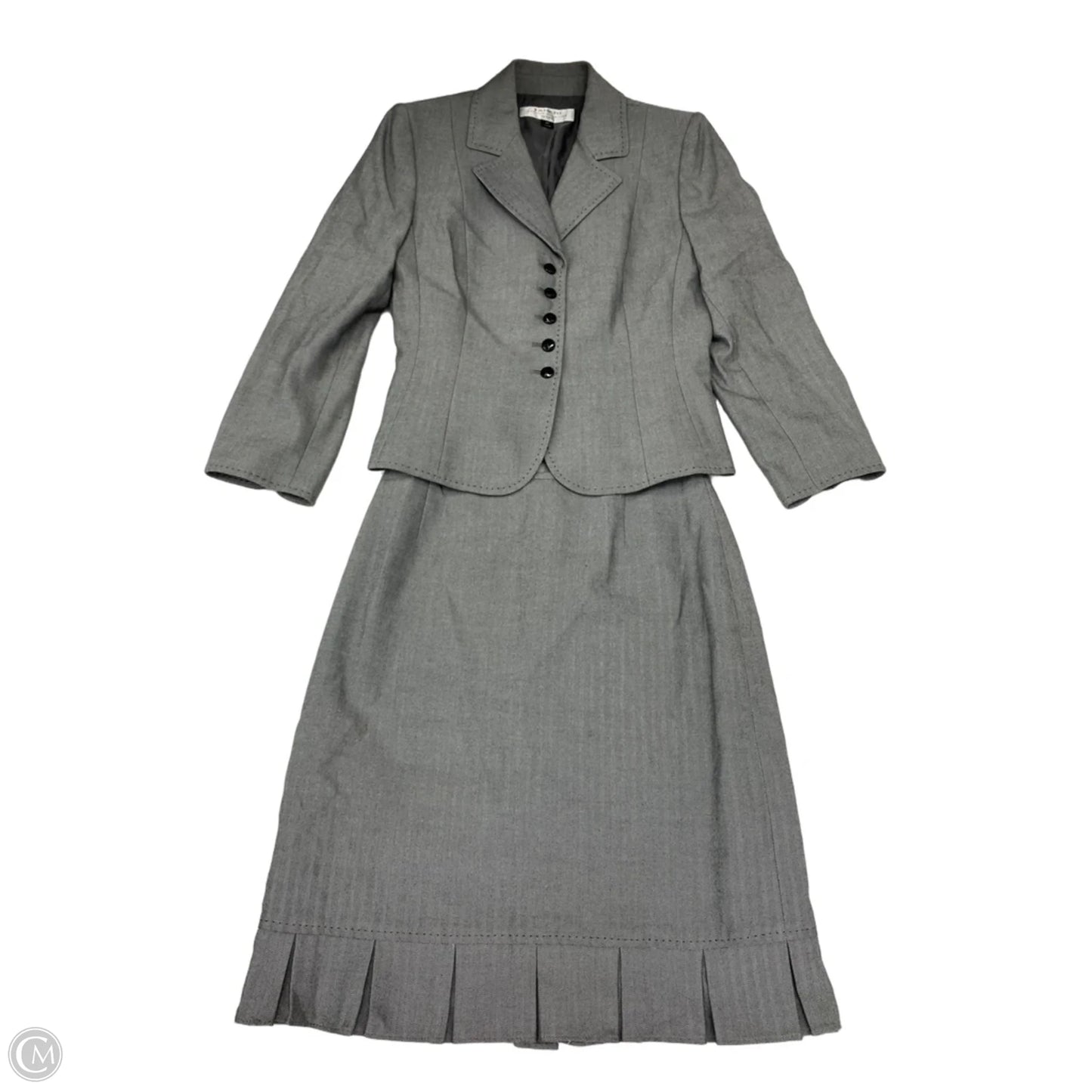Skirt Suit 2pc By Tahari By Arthur Levine In Grey, Size: 4p