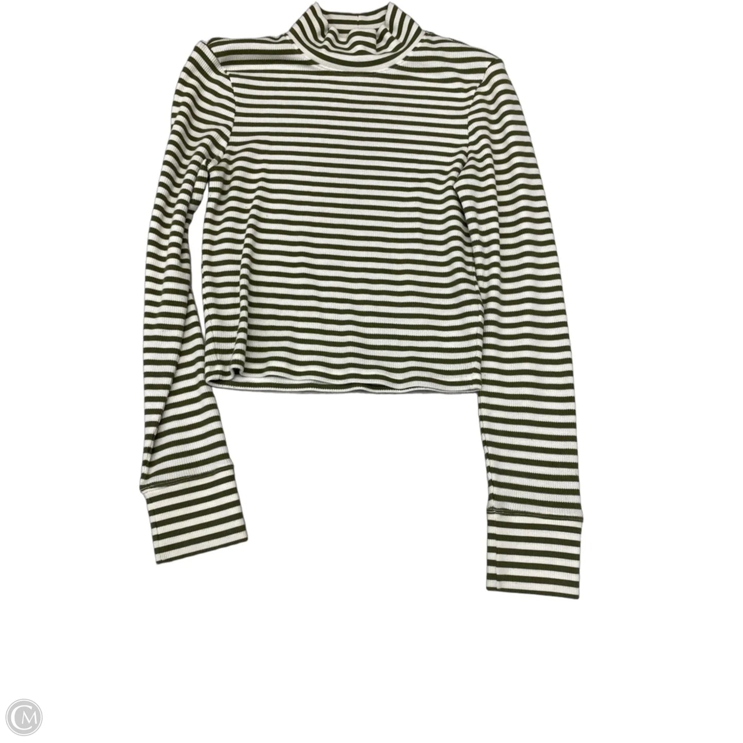 Top Long Sleeve Basic By American Eagle In Striped Pattern, Size: L