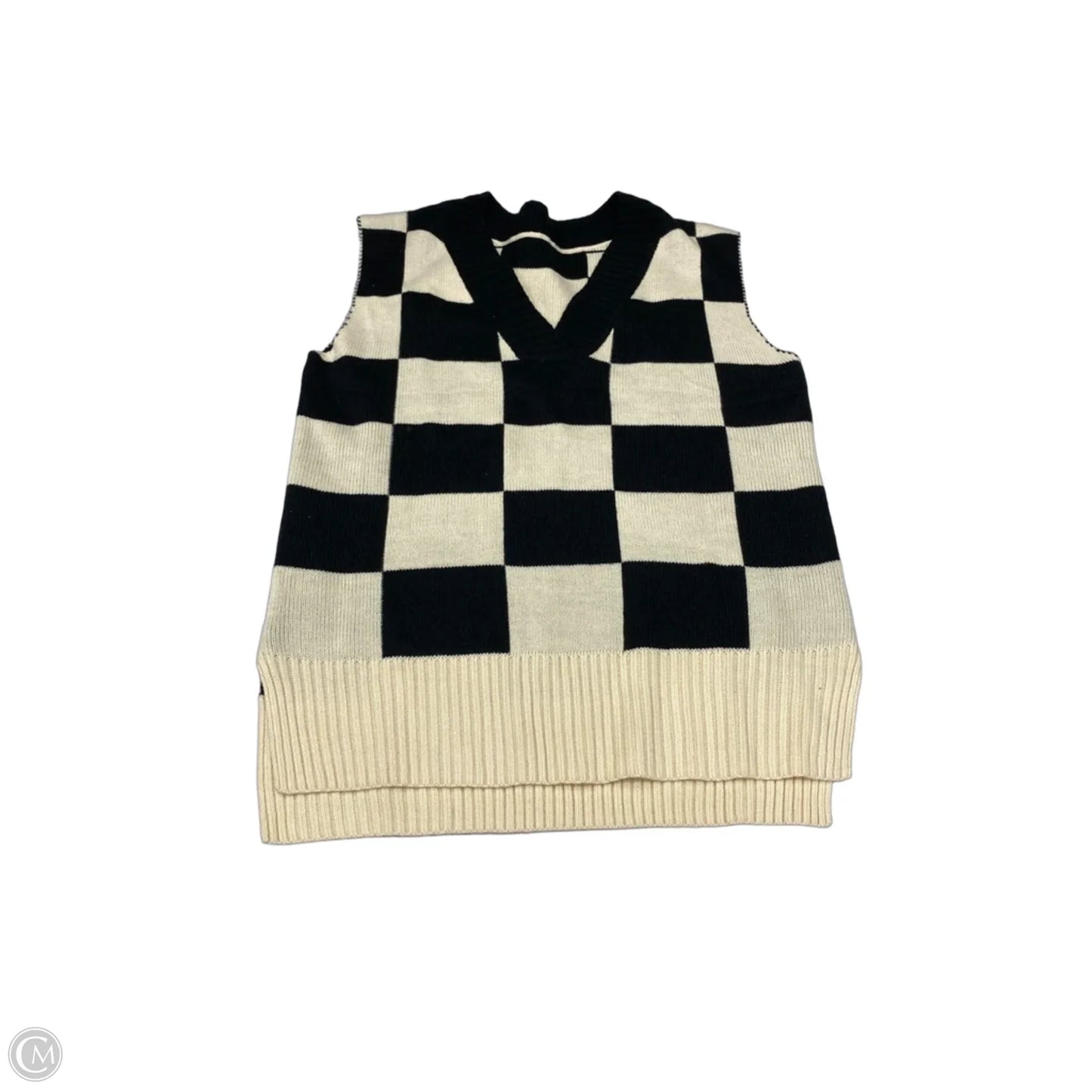 Sweater Short Sleeve By Clothes Mentor In Checkered Pattern, Size: L