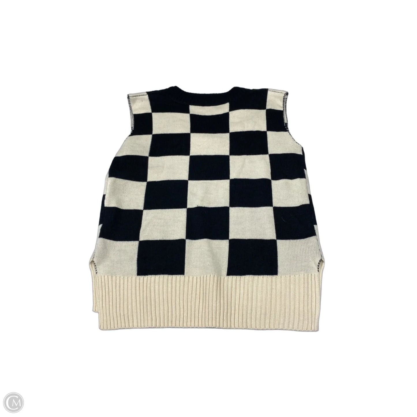 Sweater Short Sleeve By Clothes Mentor In Checkered Pattern, Size: L