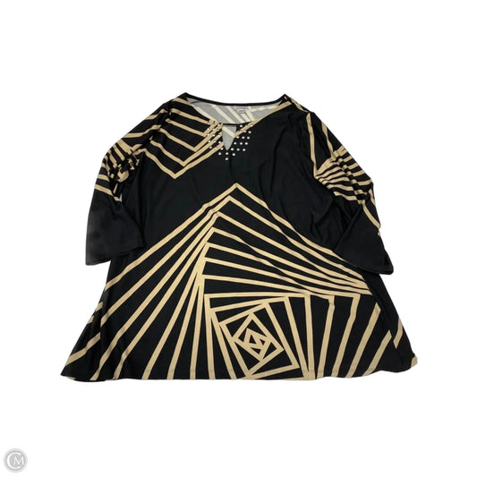 Tunic 3/4 Sleeve By Avenue In Black & Tan, Size: 2x