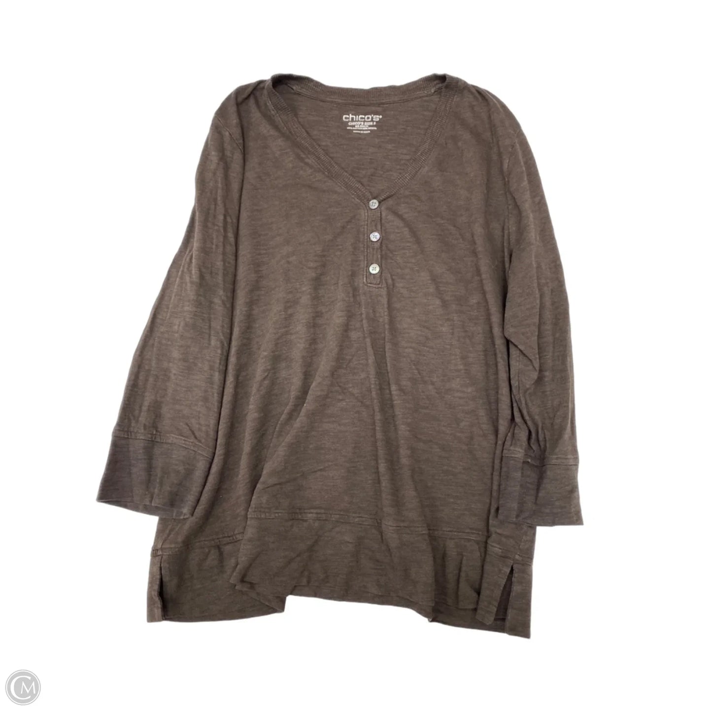 Top Long Sleeve By Chicos In Brown, Size: Xl