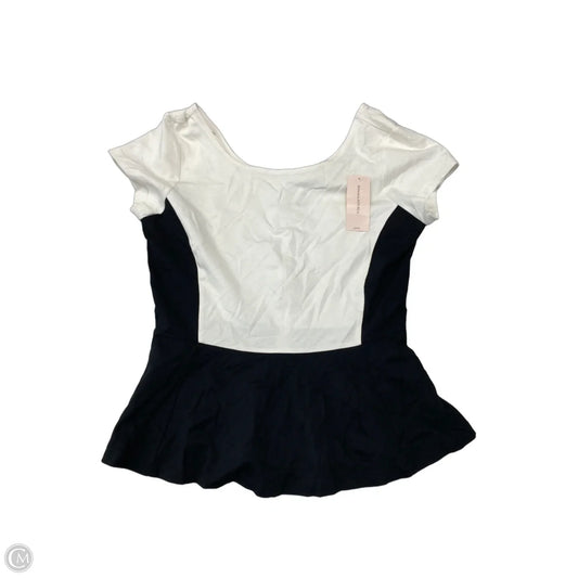 Top Short Sleeve By Banana Republic In Black & White, Size: M