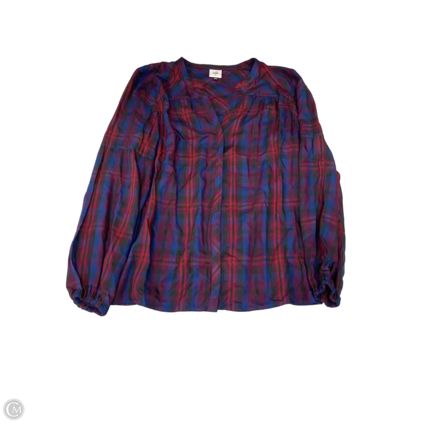 Top Long Sleeve By Cabi In Plaid Pattern, Size: S