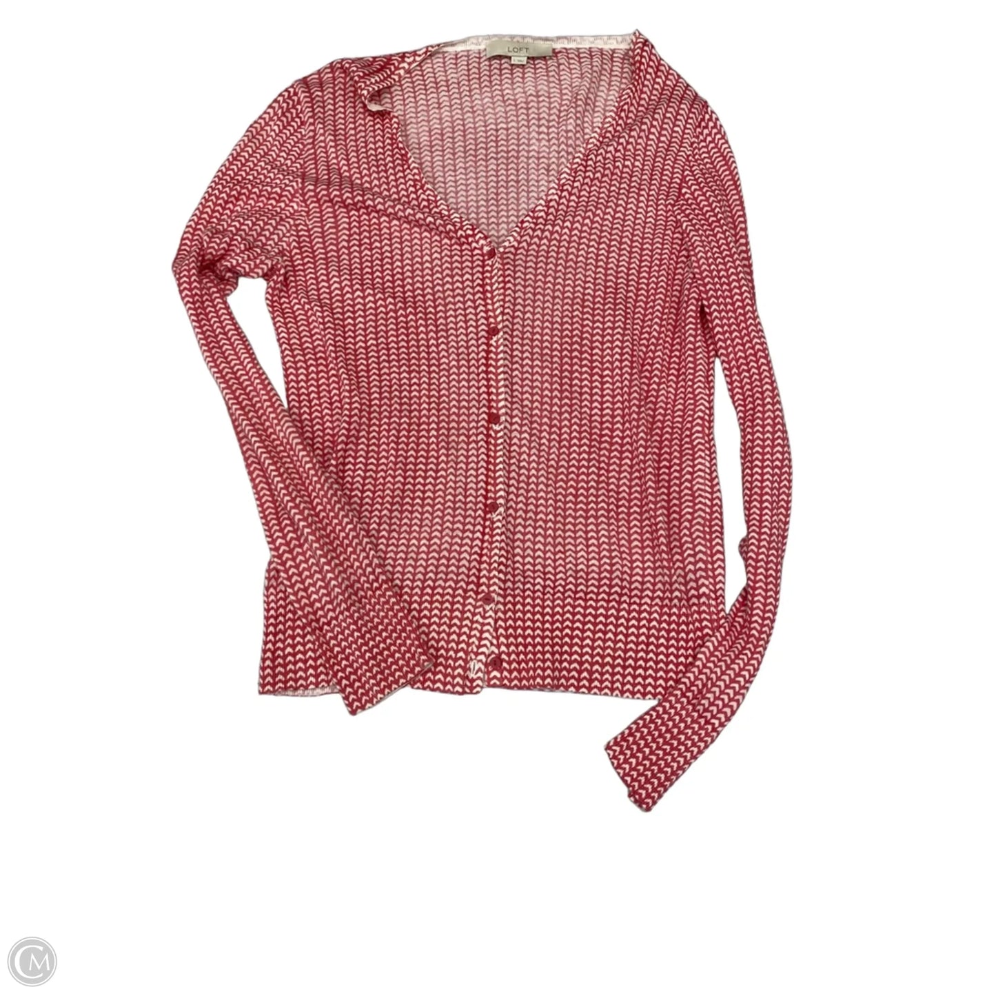 Cardigan By Loft In Pink & White, Size: L