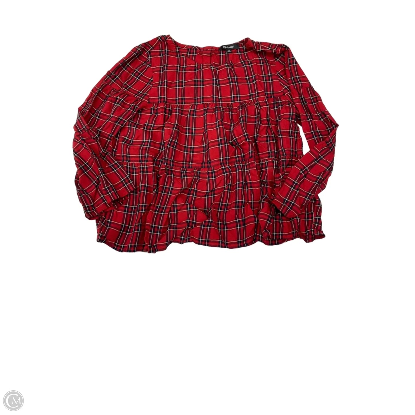 Top 3/4 Sleeve By Madewell In Black & Red, Size: Xs