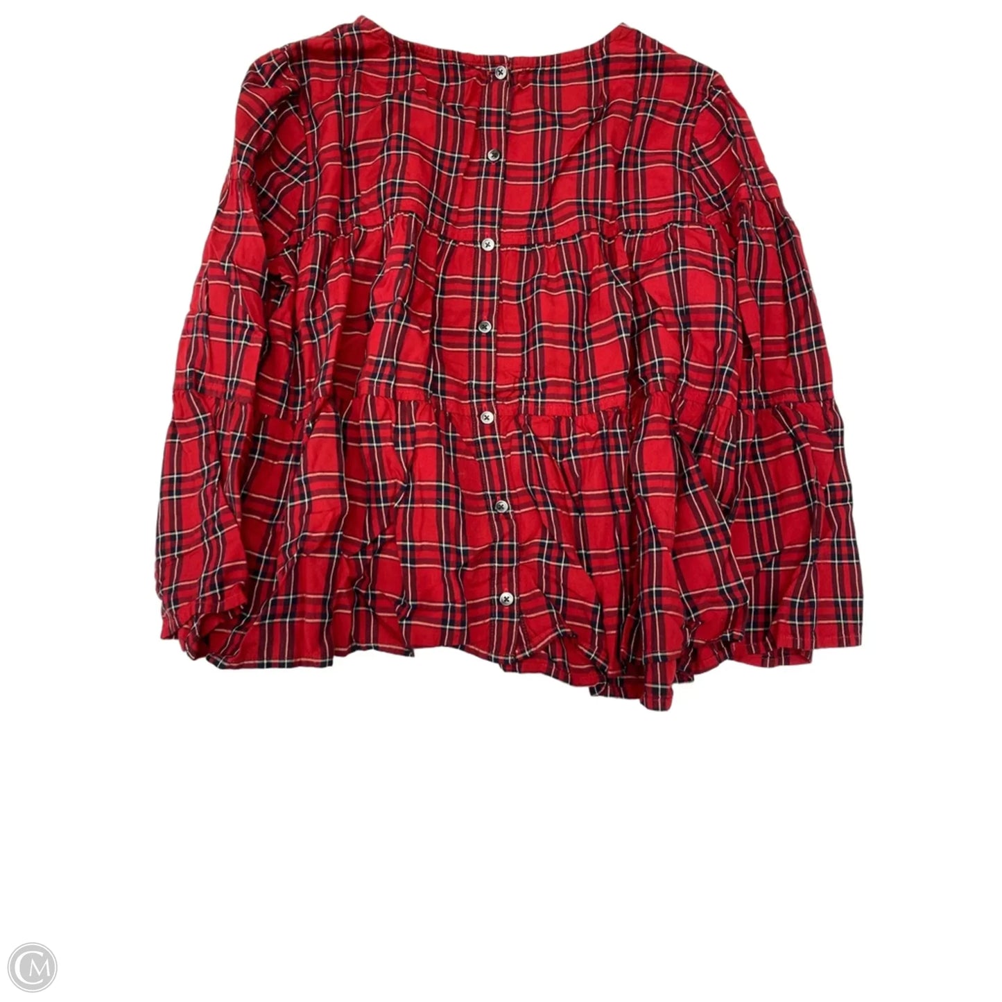Top 3/4 Sleeve By Madewell In Black & Red, Size: Xs